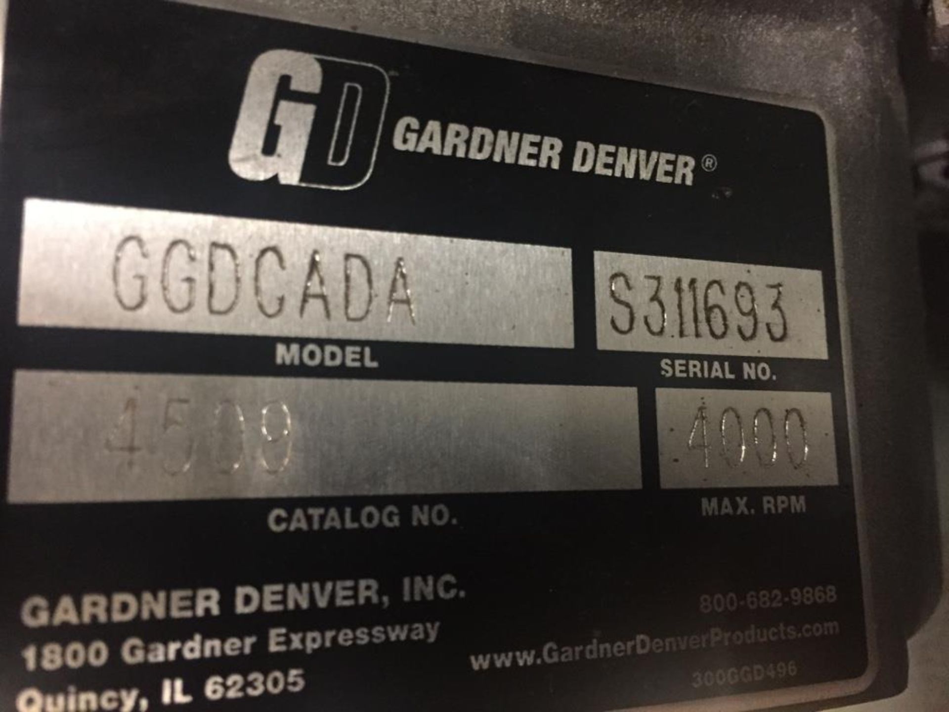 Blower Package With Gardner Denver Blower Model GGDCADA S/N S311693 Catalog 4509 Max RPM 4000 - Image 3 of 4