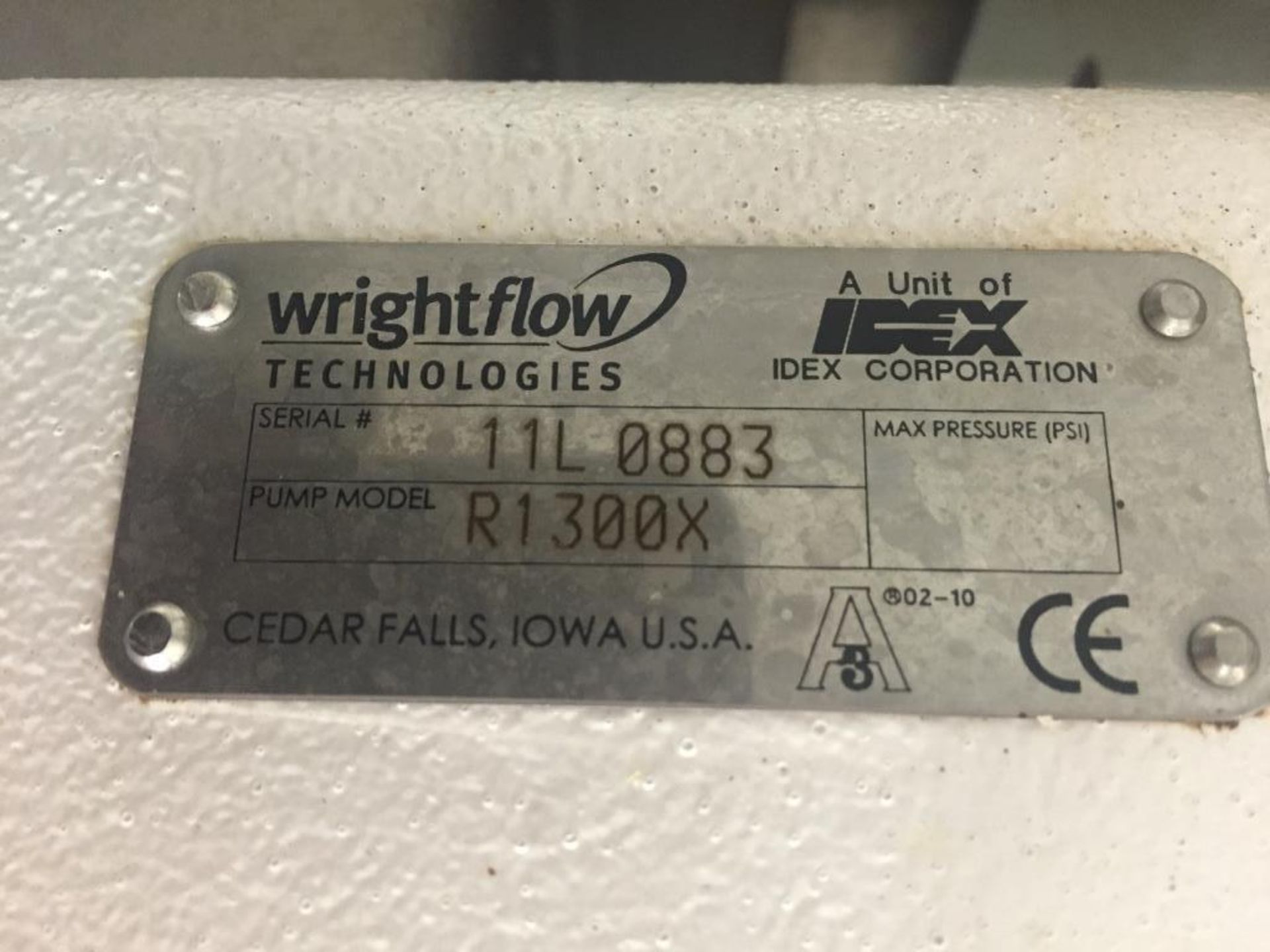 Wright Flow Positive Displacement Pump Model R1300X S/N 11L0883 - Image 3 of 3