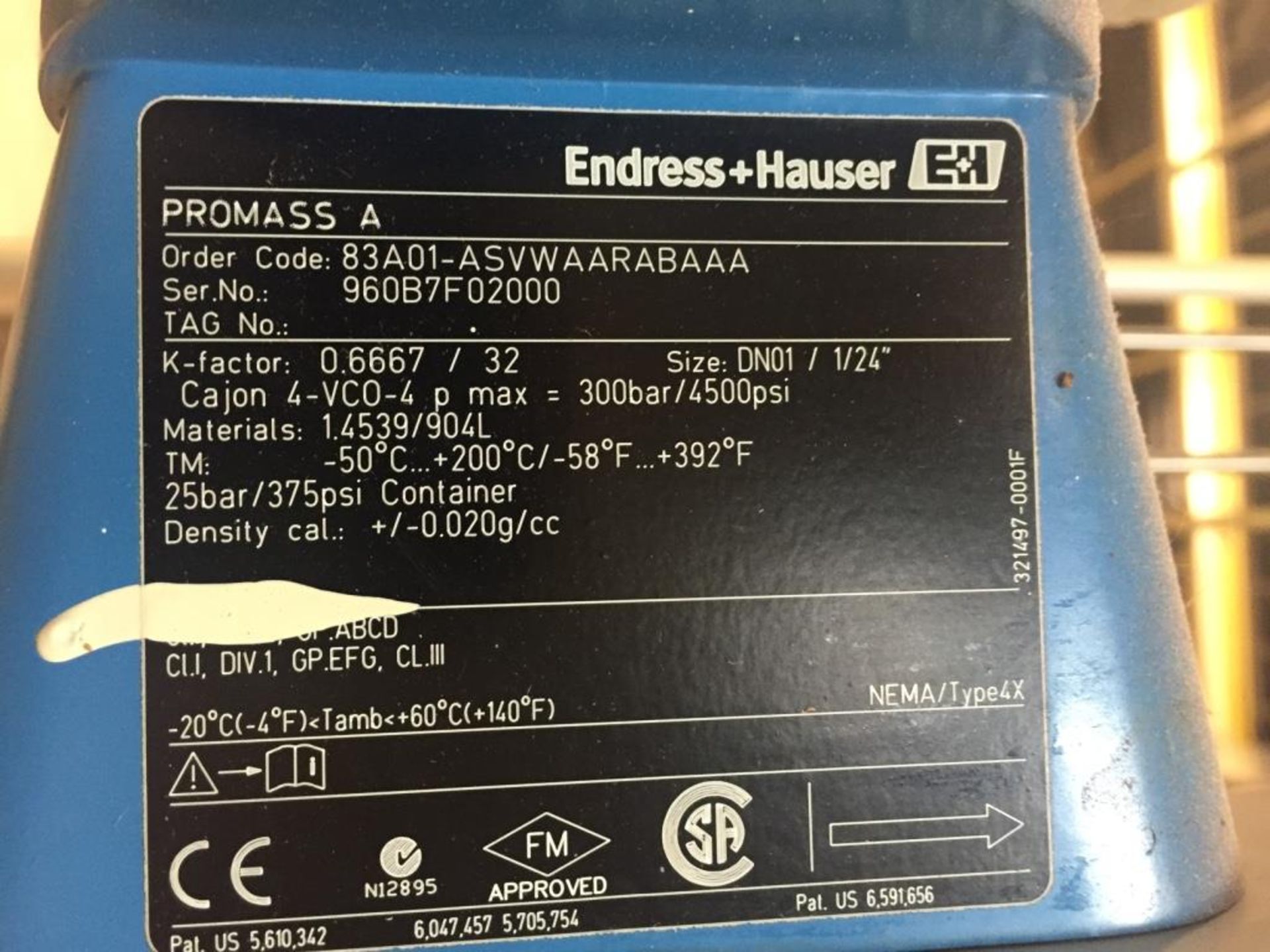 Endress + Hauser Promass A 83A01-ASVWAARABAAA Mass Flow Meter - Bild 2 aus 2