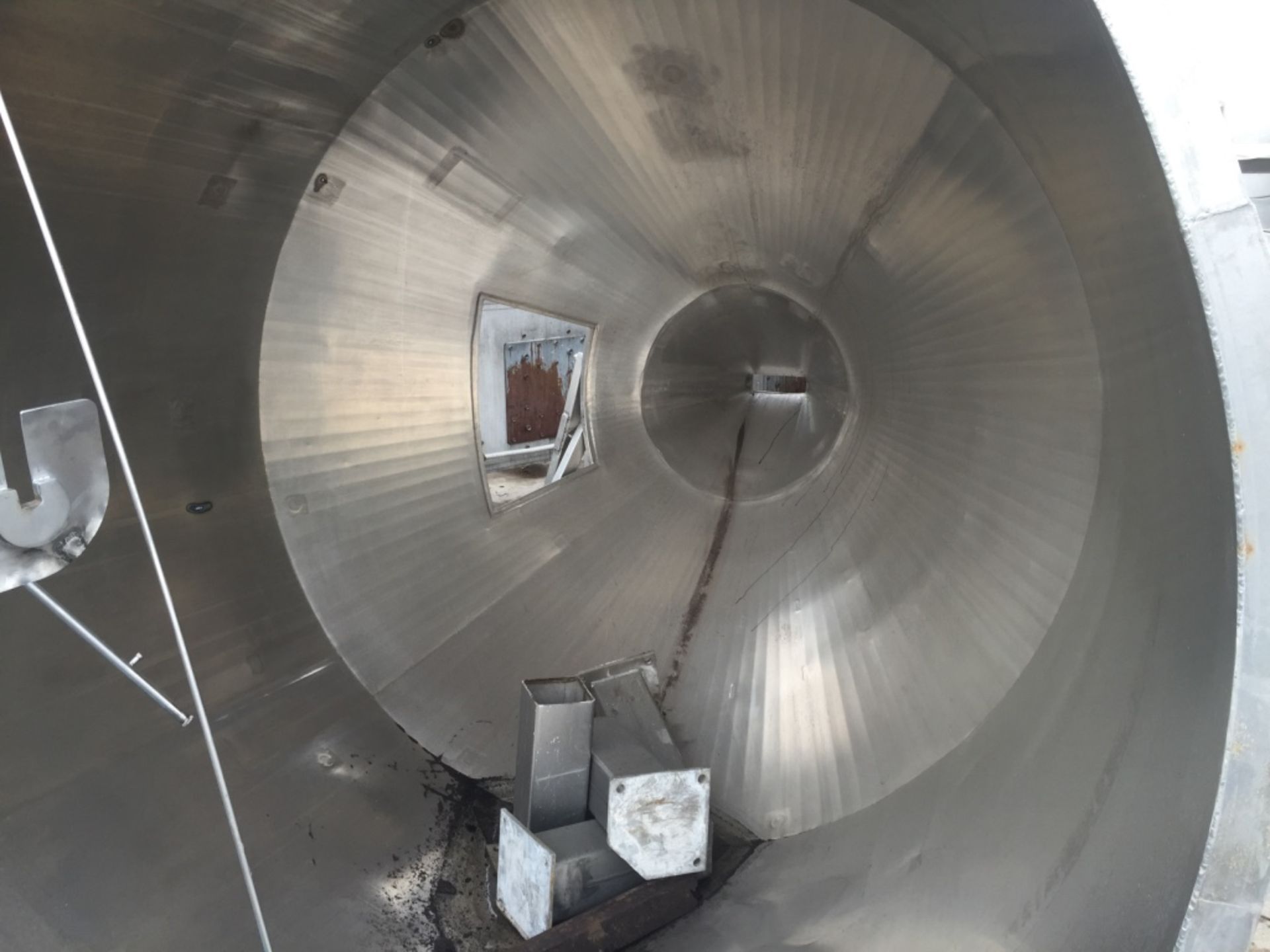 (Located In Columbia MO) Stainless Hopper Bottom Discharge Single Wall Approximate 8' Diameter x - Image 2 of 4