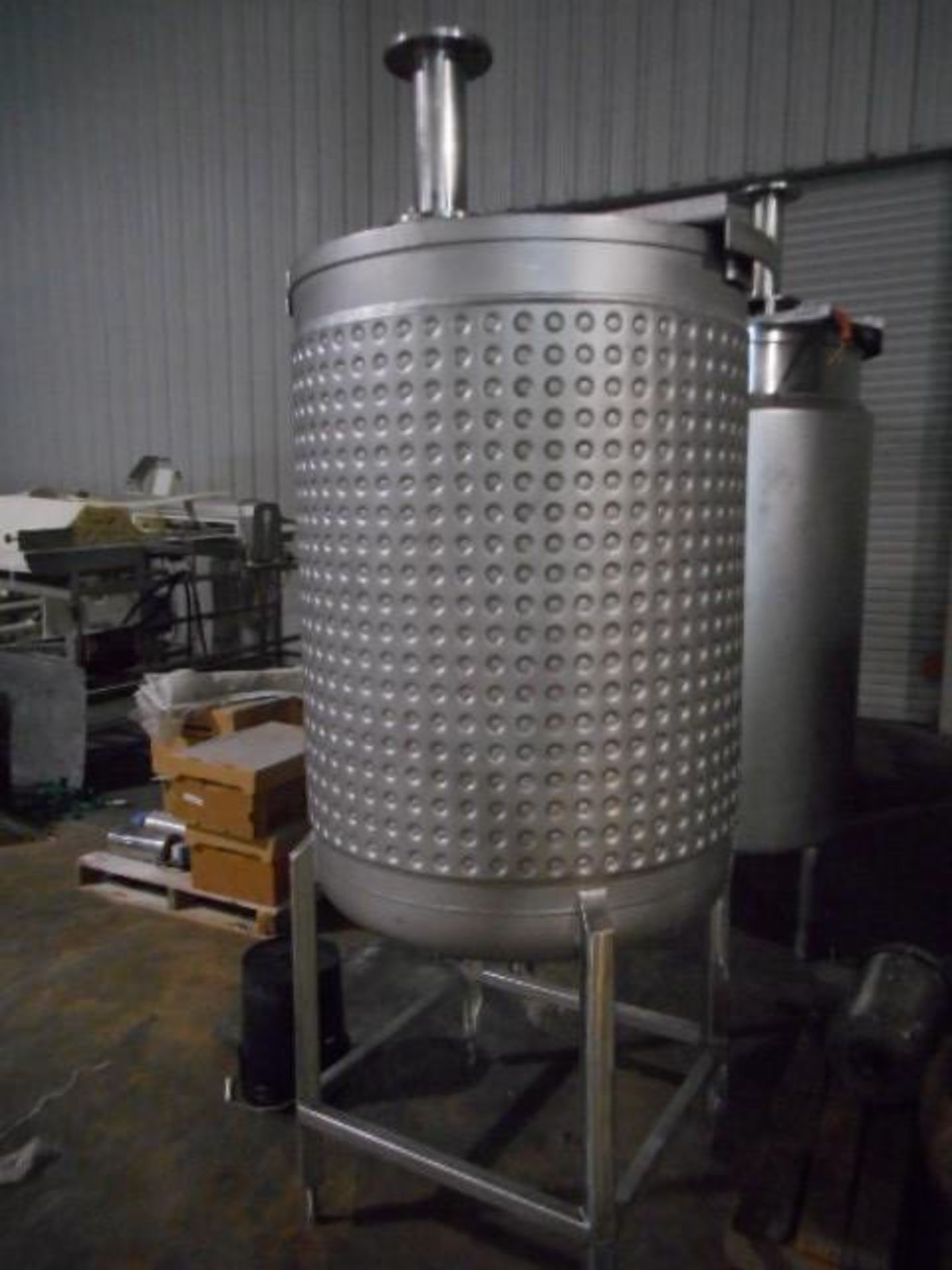 (Located in Cartersville, GA) FPEC 200 gallon Jacketed Tank with mixing head, motor and pump/motor