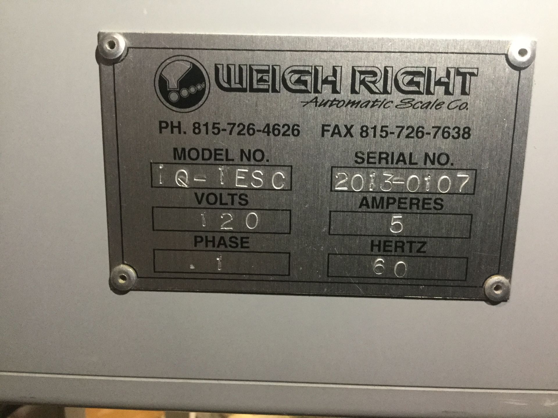 Weigh Right Scale Model #IQ-1ESC, Located in: Boston, MA, Rigging Fee $100 - Image 2 of 3