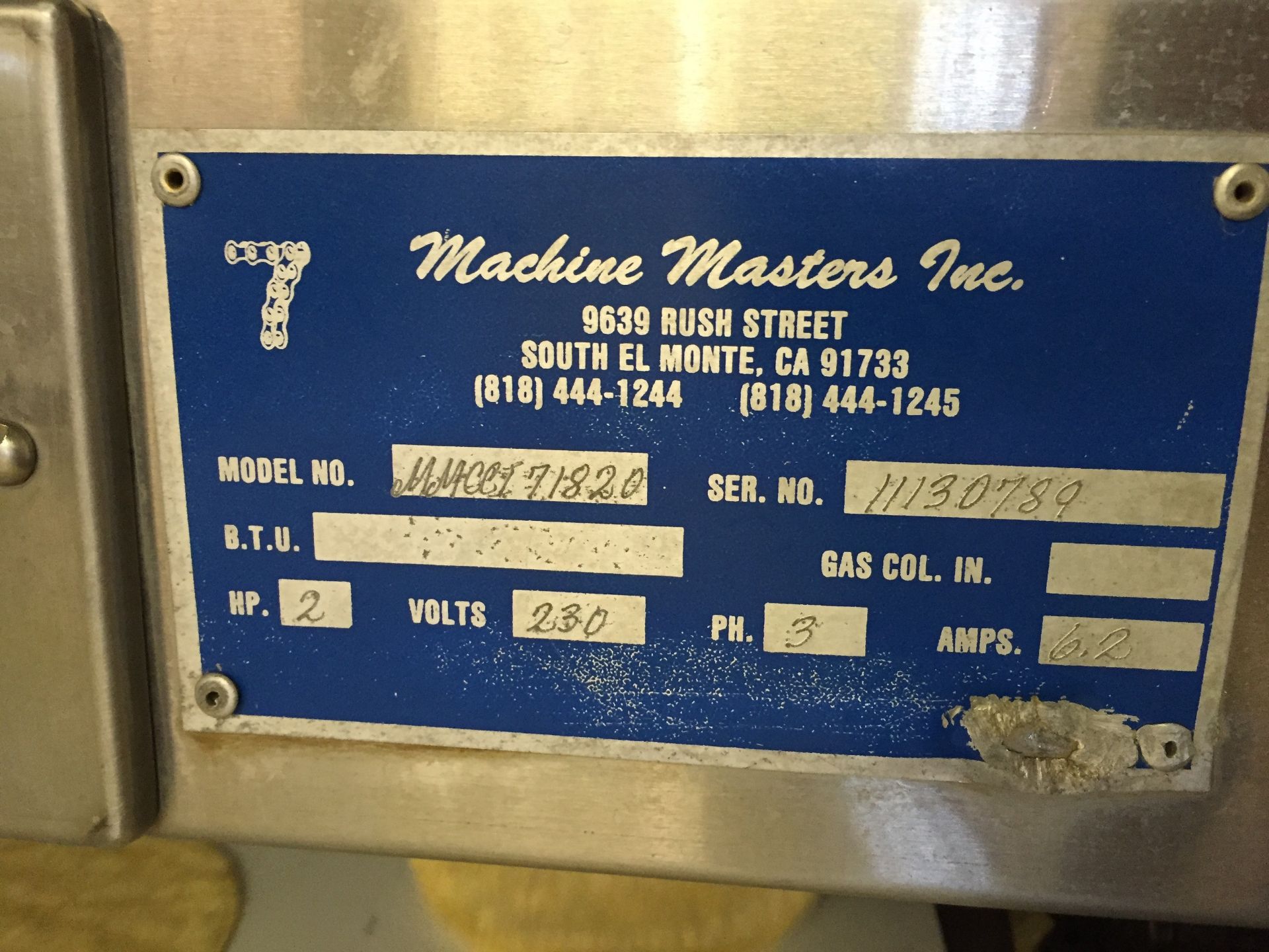 Machine Masters Cooling Conveyor Model #MMCCI71820, Located in: St. Mary's, PA - Image 2 of 2