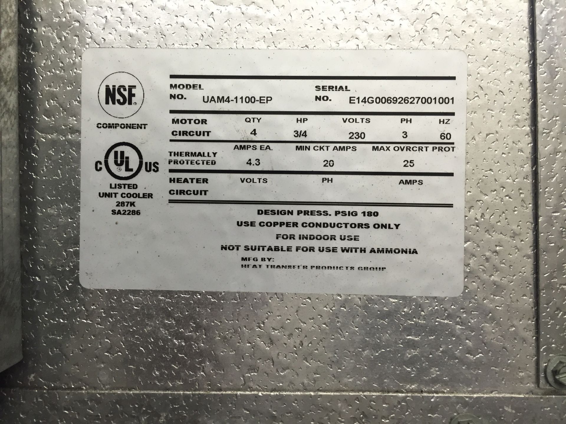 Heat Transfer Product Group Refrigerator Model #UAM4-1100-EP, Located in: St. Mary's, PA - Image 2 of 13