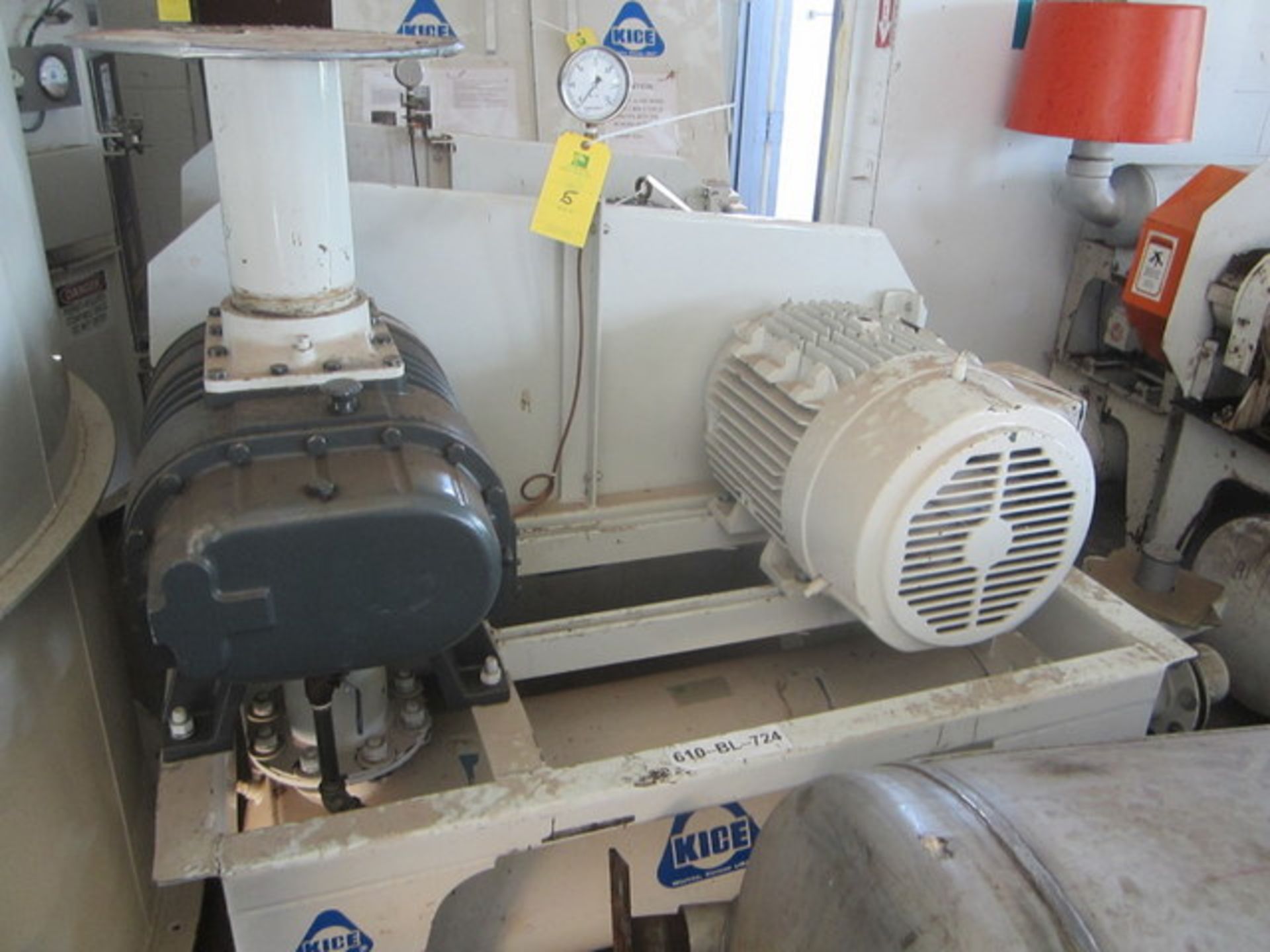 (Located in Lebanon, NJ) Kice Vacuum Pump Believed 40 HP Motor, 230/460 Volt, ID #610-BL-724