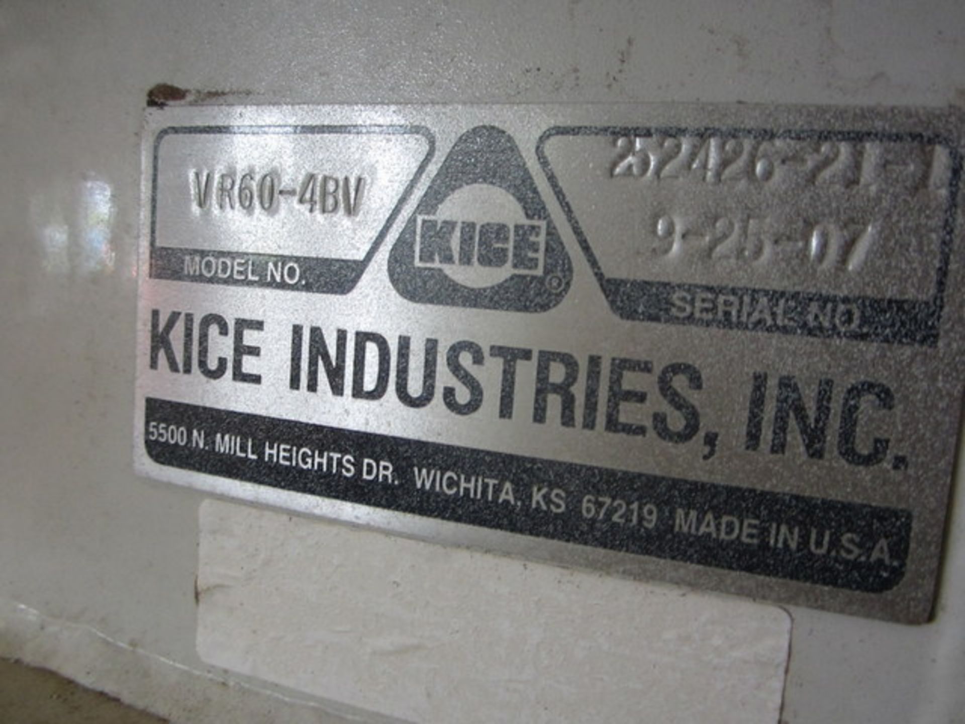 (Located in Lebanon, NJ) Kice Model #VR60-4BV Dust Collection System, Serial #252426-21-1 - Image 3 of 4