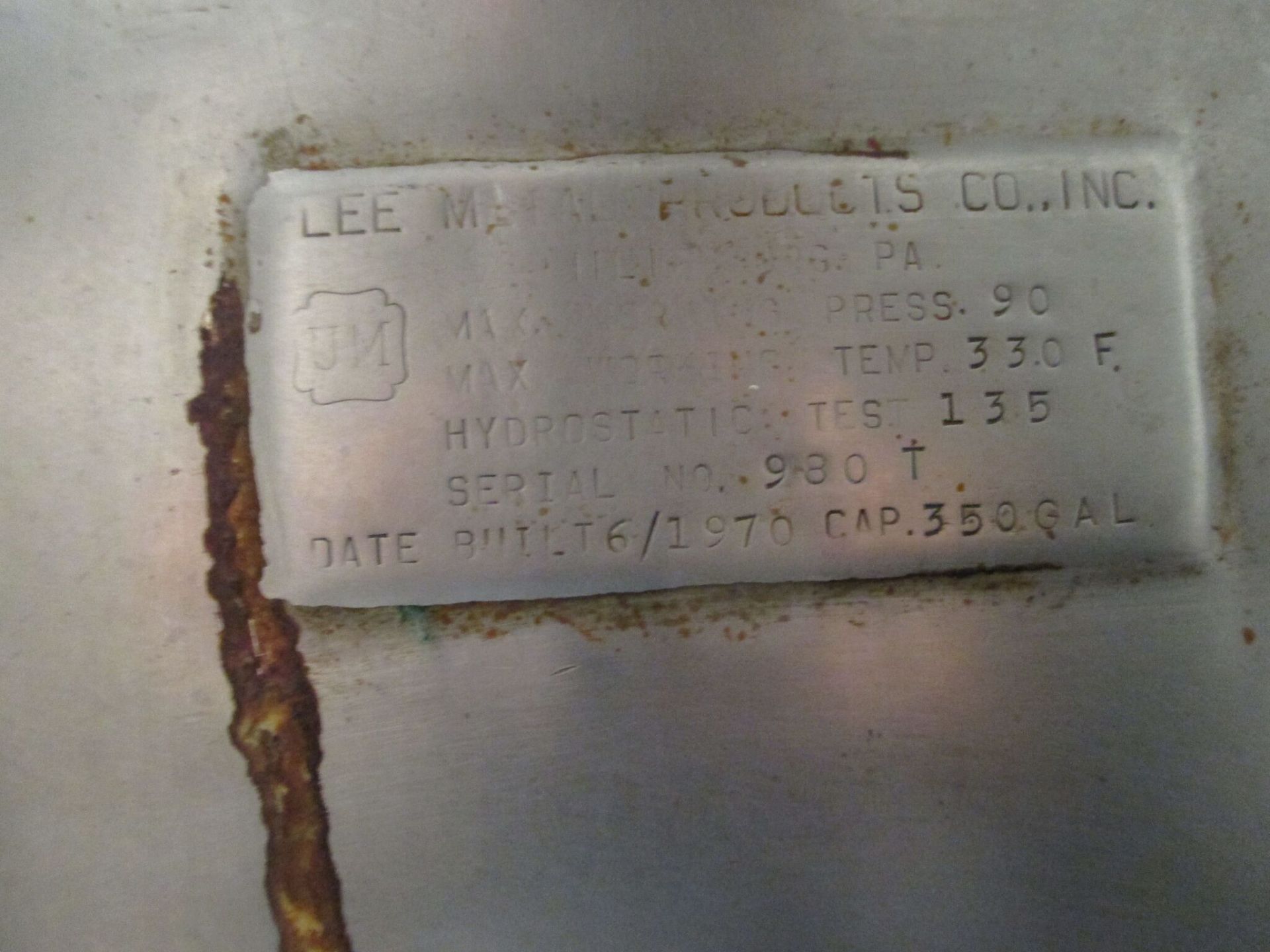 Lee Steam Jacketed Kettle 350g, Hydraulic Drive, Serial #980, RIGGING FEES $800 - Image 2 of 4