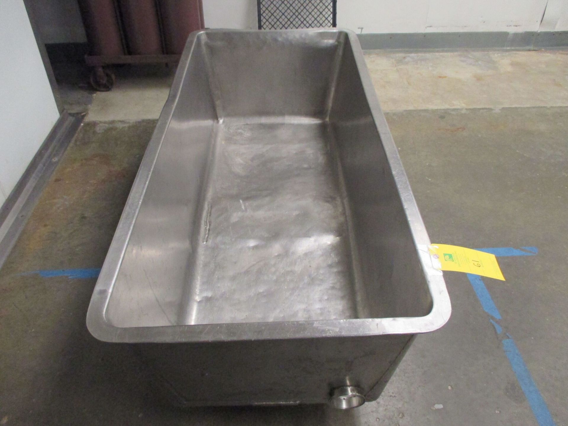 Stainless Steel Food Trough on Wheels 63 inch x 28 inch, RIGGING FEES $25 - Image 2 of 2