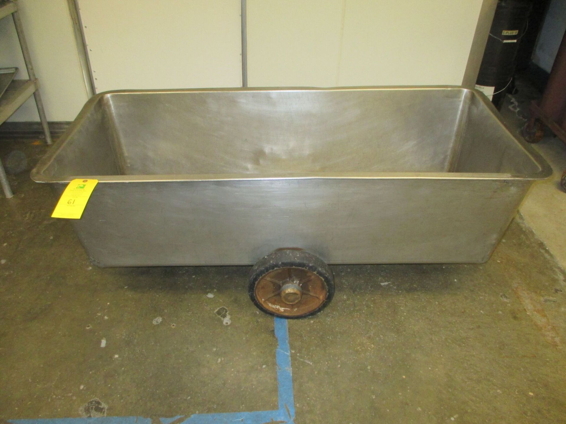 Stainless Steel Food Trough on Wheels 63 inch x 28 inch, RIGGING FEES $25