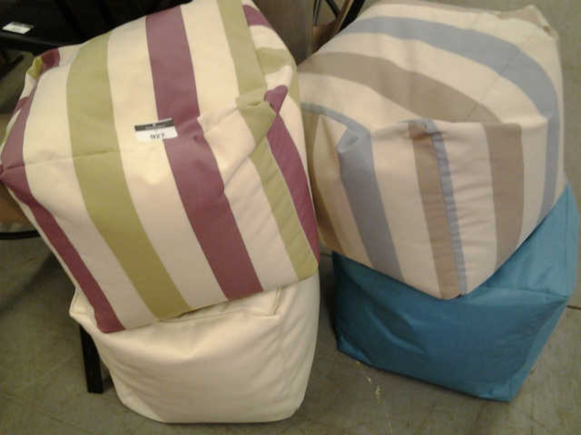 FOUR ASSORTED SQUARE BEAN BAGS