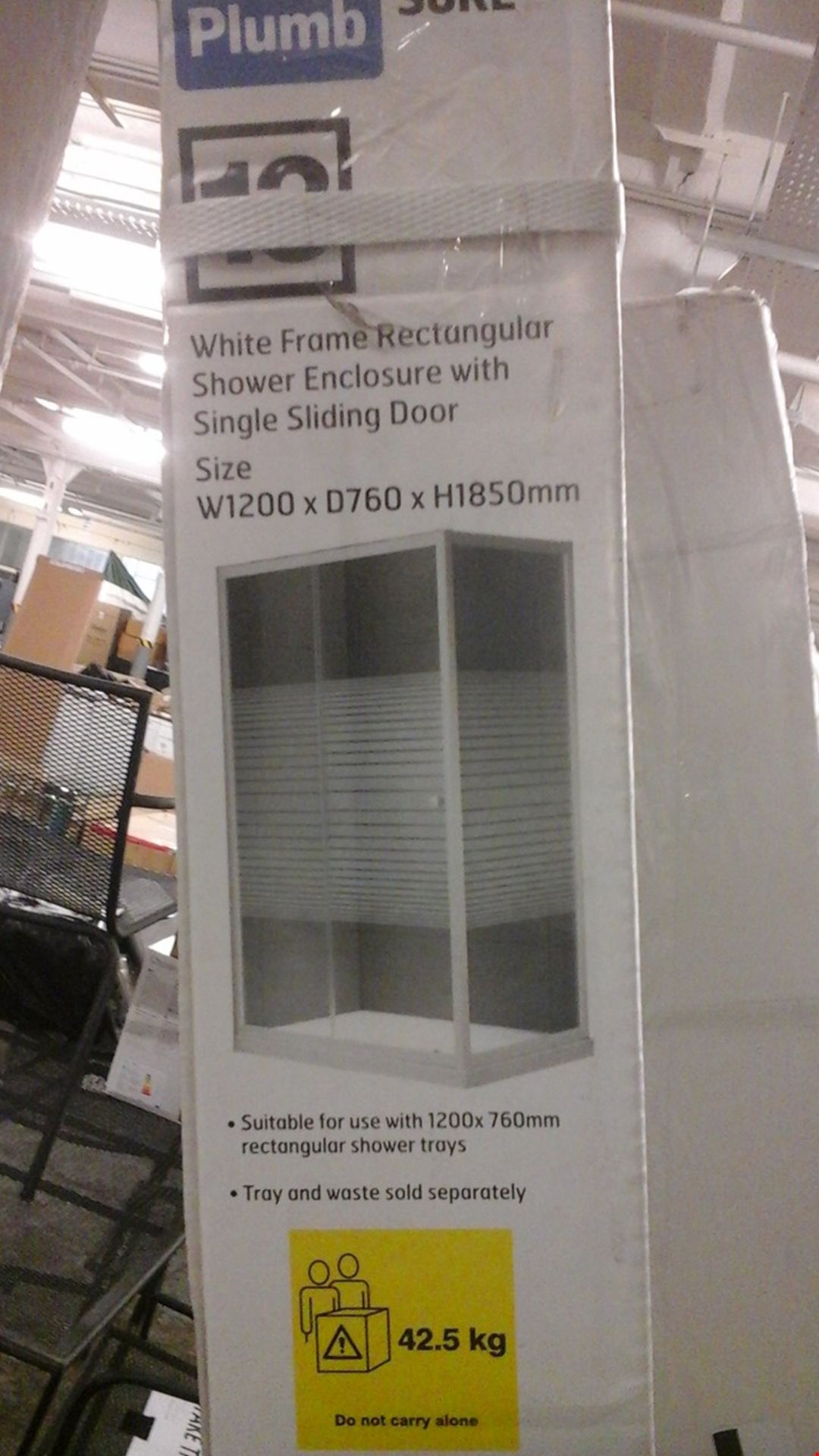 BOXED PLUMBSURE WHITE FRAMED RECTSNGULAR SHOWER ENCLISURE WITH SINGLE SLIDING DOOR RRP Â£154.00