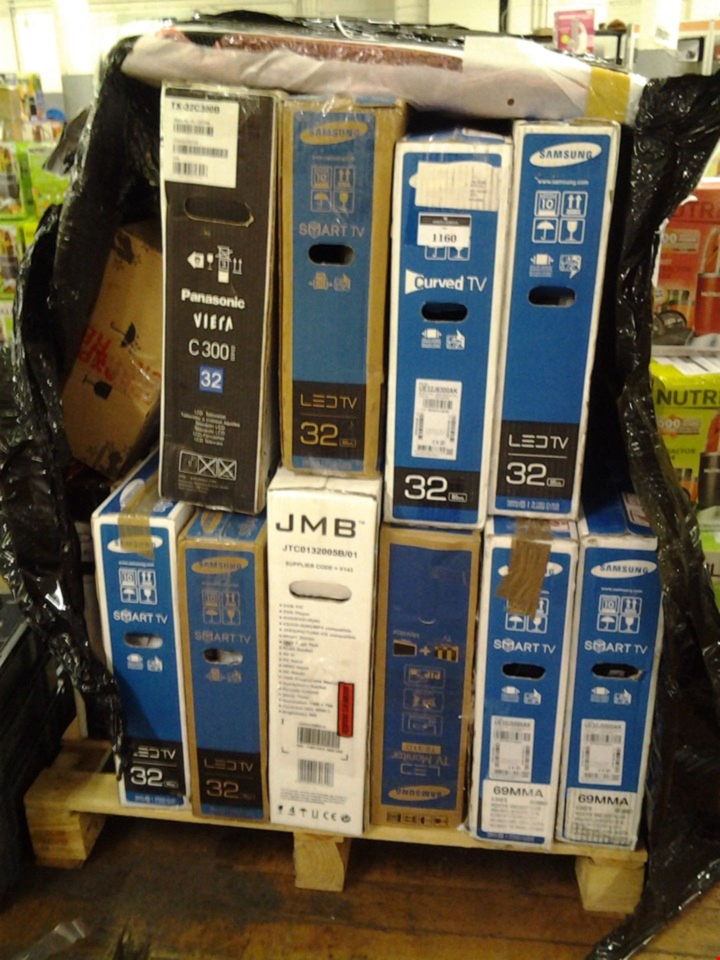 PALLET OF APPROXIMATELY 14 ASSORTED TELEVISIONS TO INCLUDE JMB, SAMSUNG, PANASONIC, ETC