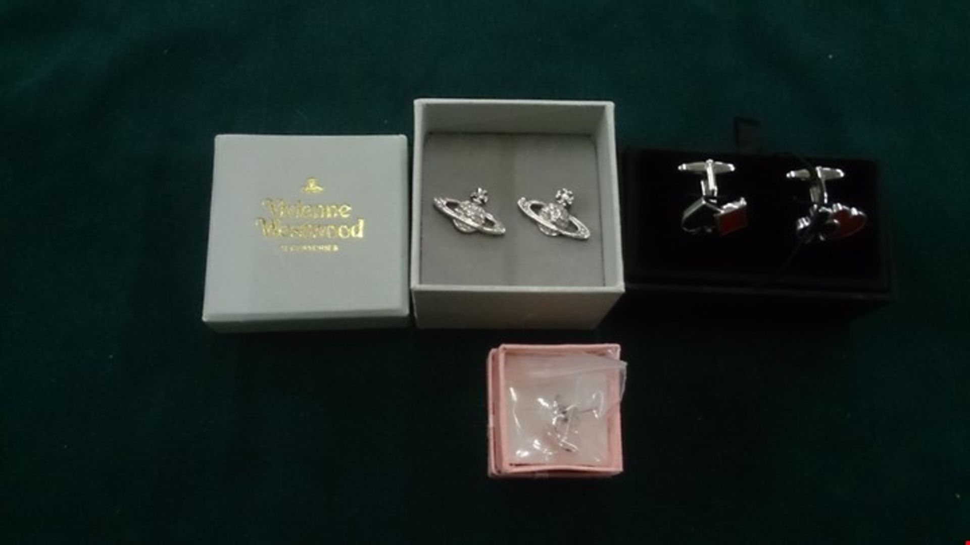 3 ASSORTED PRODUCTS TO INCLUDE VIVIANNE WESTWOOD EARRINGS,TIFFANY EARRINGS AND MOSS LONDON CARD...