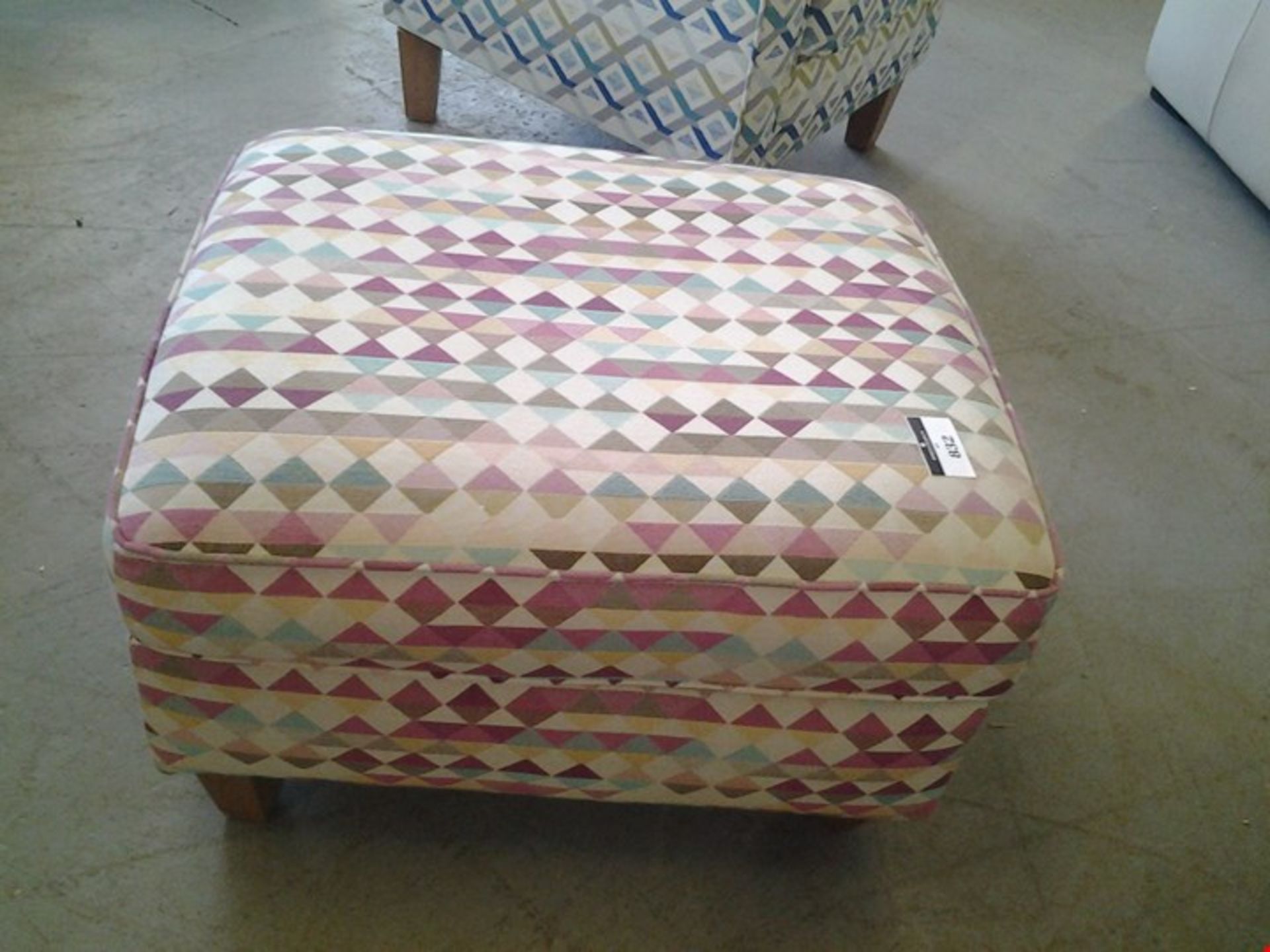 DESIGNER MULTI COLOURED TRIANGLE PATTERNED FABRIC FOOTSTOOL RRP Â£299.00