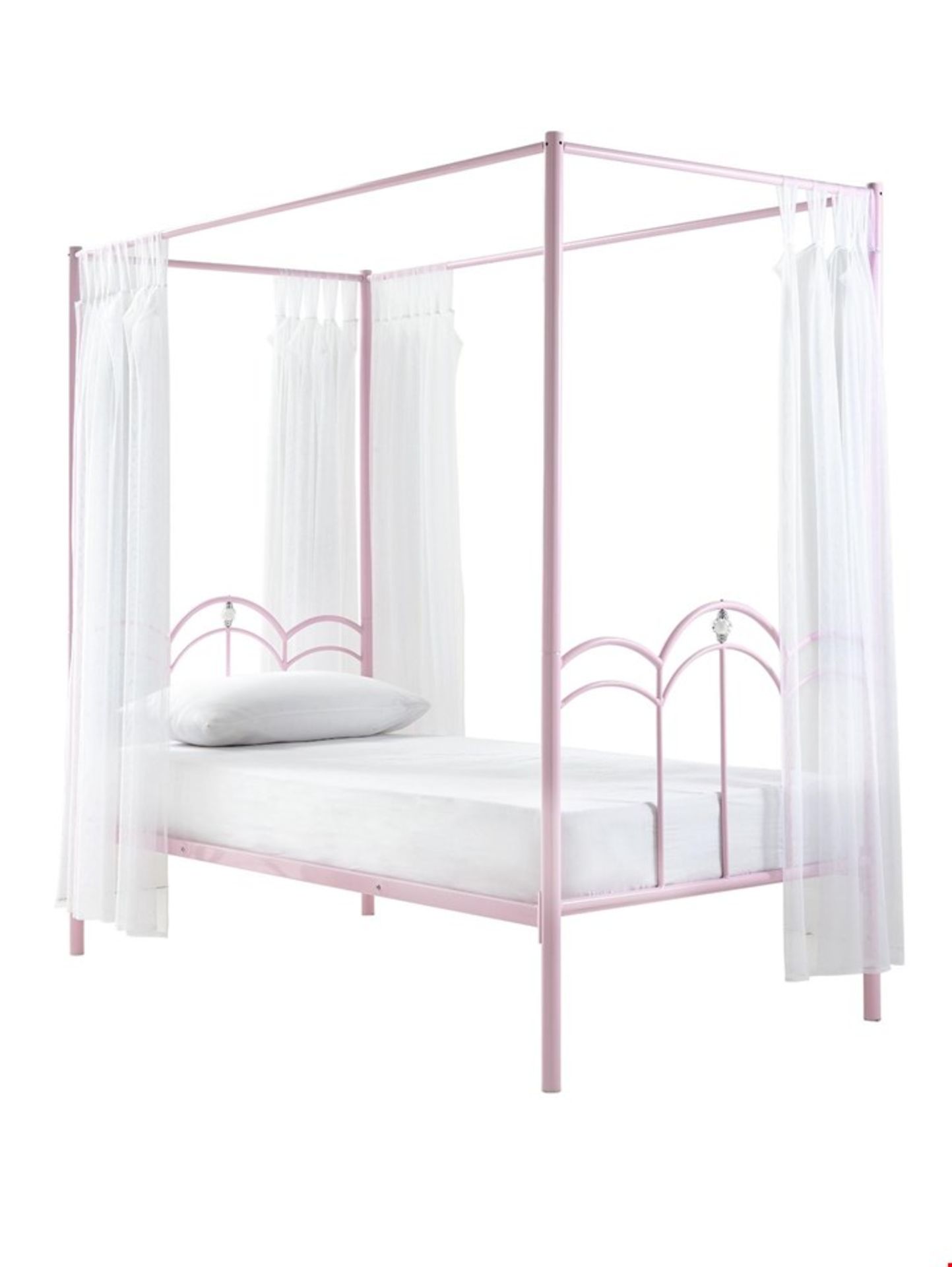 BOXED LADYBIRD PINK RUBY KIDS 4-POSTER SINGLE BED (2 BOXES) RRP Â£110.00