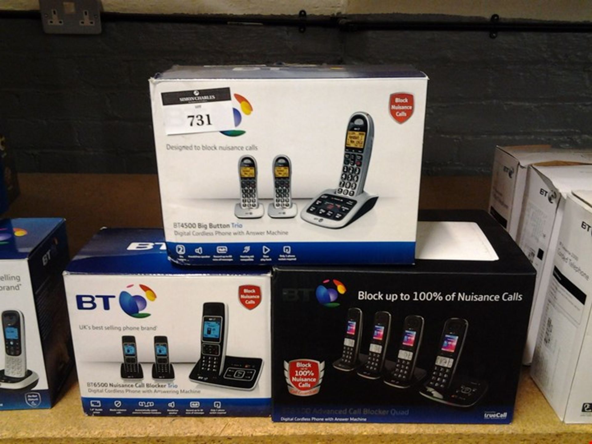 3 BOXED BT HOME PHONE SETS INCLUDING BT4500, BT6500, BT8500
