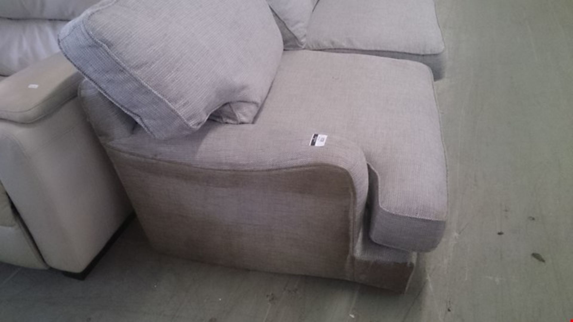 DESIGNER NAVORA NATURAL TWEED FABRIC THREE SEATER SOFA - Image 2 of 2