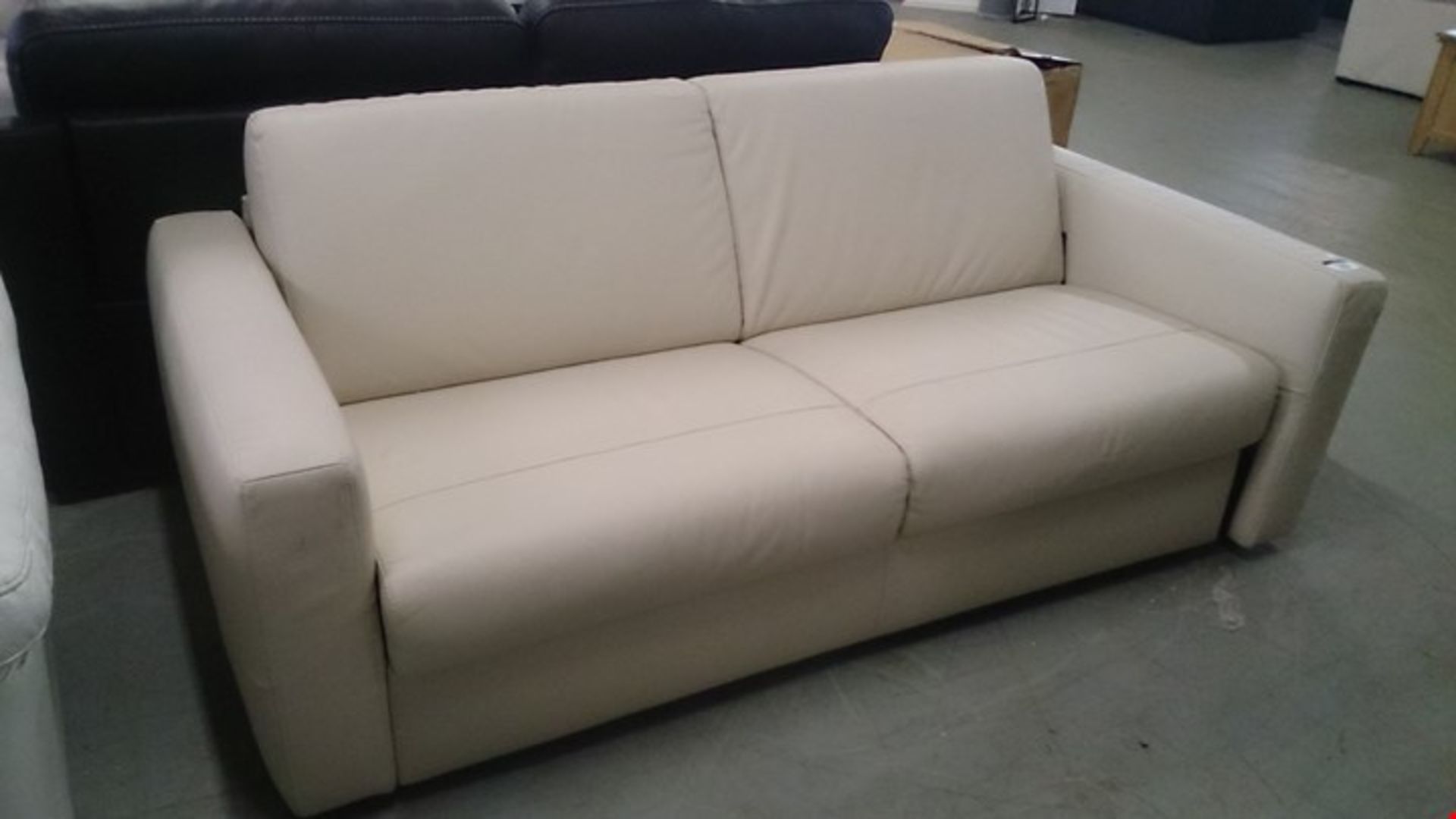 QUALITY ITALIAN DESIGNER ARONA CREAM LEATHER SOFA BED