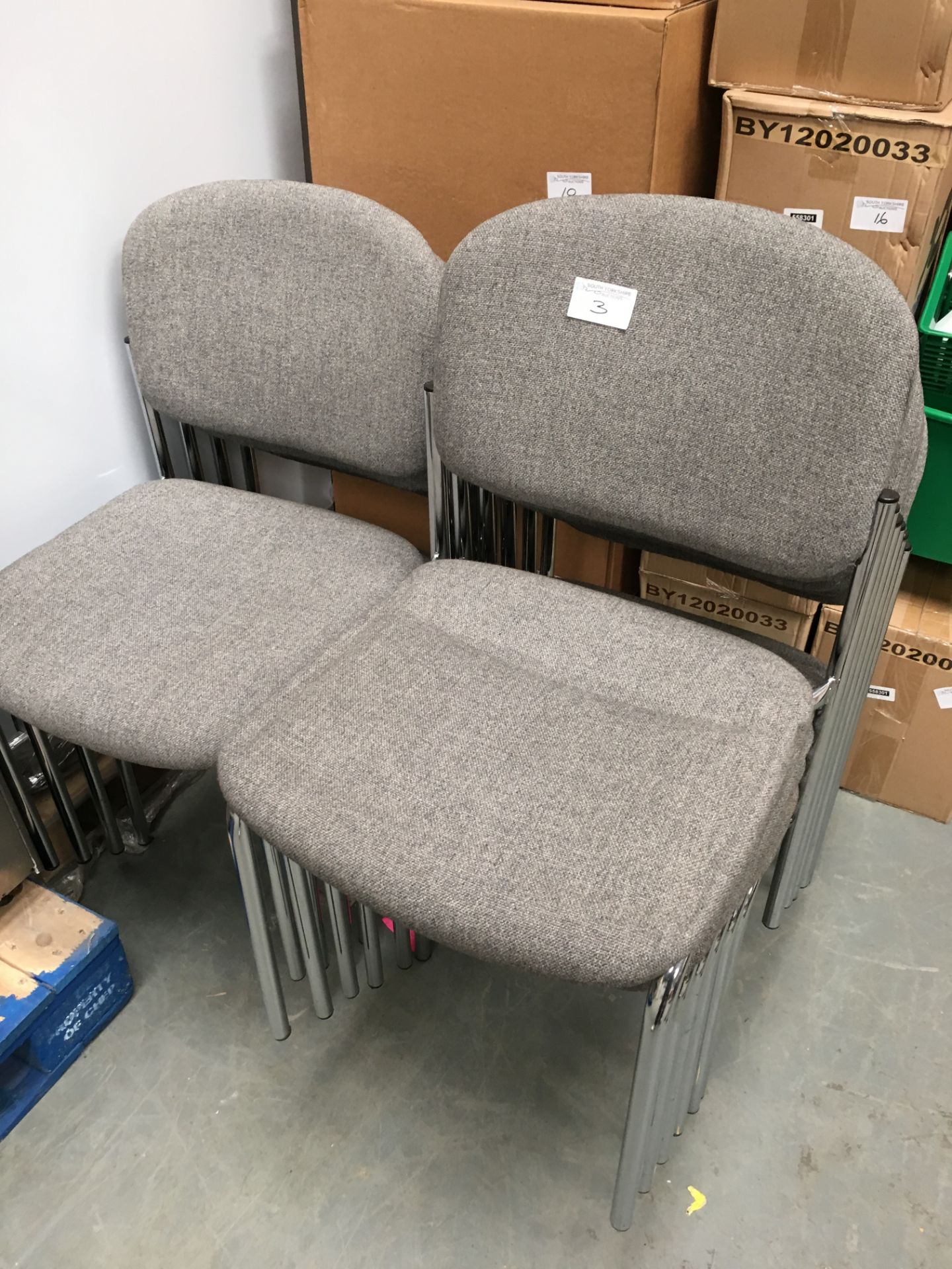 10 Grey Padded Chairs...Chrome Legs