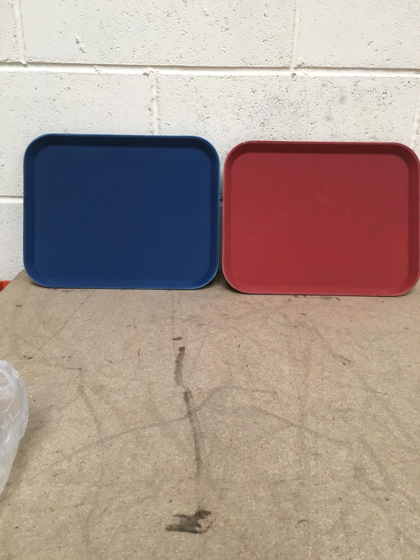 NEW 12 RED 12 BLUE Non Slip Trays 14" x 10" (24)