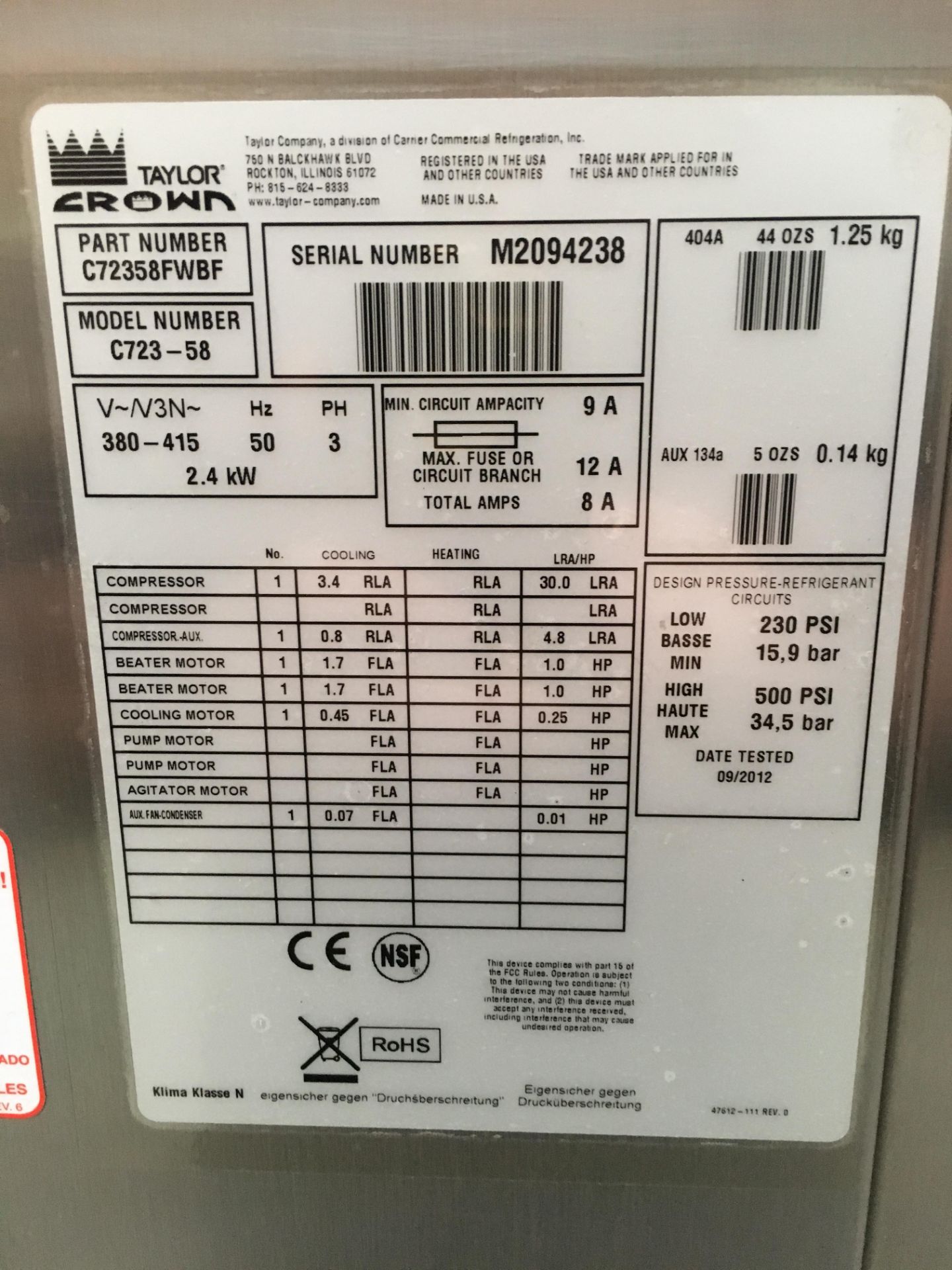 Taylor Triple Nozzel Ice Cream Machine C723-58 - Image 4 of 4