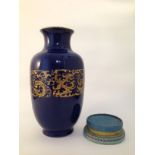 A Fine and Rare Blue and Gilt Decorated Vase