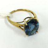 9CT GOLD BLUE TOPAZ RING SIZE N