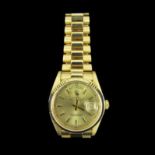 18CT GOLD ROLEX OYSTER PERPETUAL GENTS WRISTWATCH IN ITS ORIGINAL BOX & IN PERFECT CONDITION