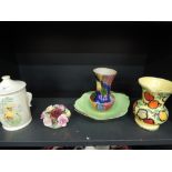 Decorative vases and Sylvac tea caddy