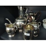 A selection of plated ware including tea set