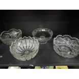 Four cut glass fruit bowls