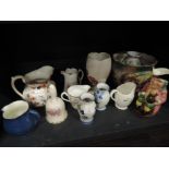 A selection of ceramics including toby jug, Radford vase, and Wedgwood jug