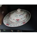 A Villroy & Boch tureen and stand made for T Goode, London, having poppy decoration