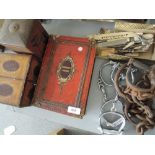 A selection of miscellaneous including vintage tins, handcuffs etc