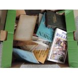 A box of ephemera and books, various including collectors