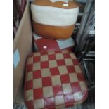 Two vintage pouffes and foostool