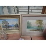 Two watercolours country scene,after Piset and other