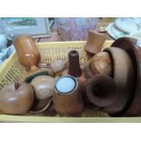 A basket of treen mainly turned items