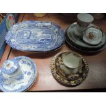 A selection of ceramics including Spode blue and white, Royal Albert plate, cup and saucer etc