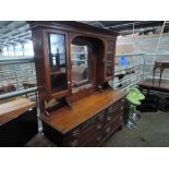 A Victorian oak mirror and display back sideboard