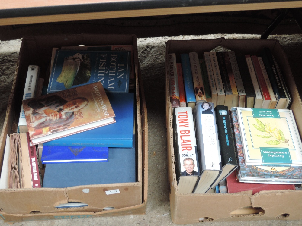 Two boxes of books various genres