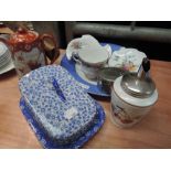 A miscellaneous selection including Spode cheese dish, Midland bank coin changer etc
