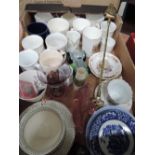 A box of ceramics including Masons etc