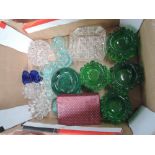 A selection of antique glass furniture feet etc