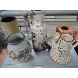 A Glyn Colledge Denby vase and a selection of studio pottery etc