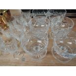 A selection of cut glass dishes and wine glasses