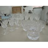 A selection of wine, sherry and liqueur glasses including Waterford Crystal