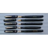 Five De La Rue Fountain pens - lever