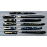 Five De La Rue Fountain pens and one pencil