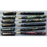 Six Croxley Dickenson Fountain pens